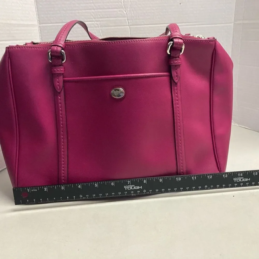 COACH Women’s Peyton Saffinao Dark Pink Handbag Tote Shoulder Bag Size 13X5X9.5 - Picture 3 of 12